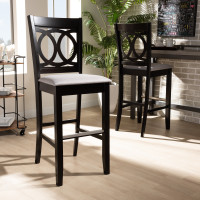 Baxton Studio RH315B-Grey/Dark Brown-BS Carson Modern and Contemporary Grey Fabric Upholstered and Espresso Brown Finished Wood 2-Piece Bar Stool Set
